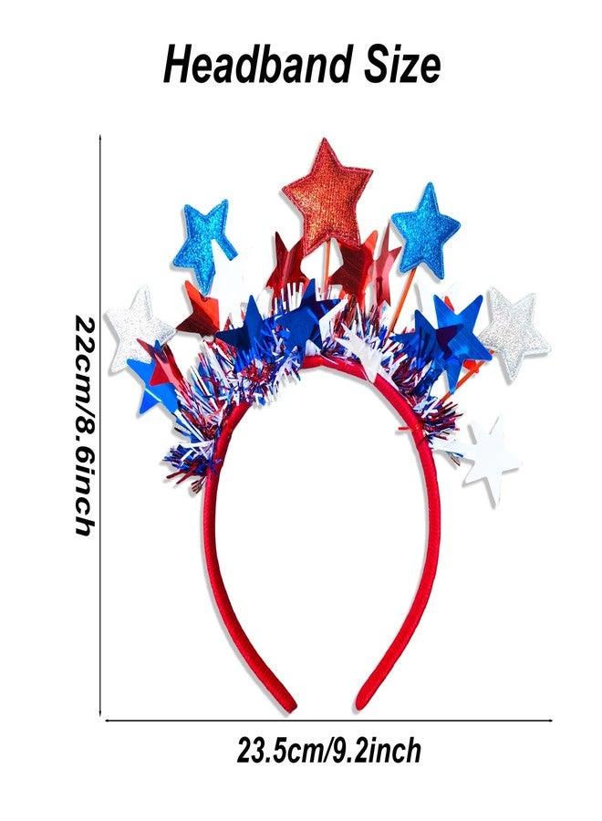 Tagberoy 4th of July Headband for Women, Red White and Blue Star Headband for Patriotic Fourth of July Hair Accessories - Image 2