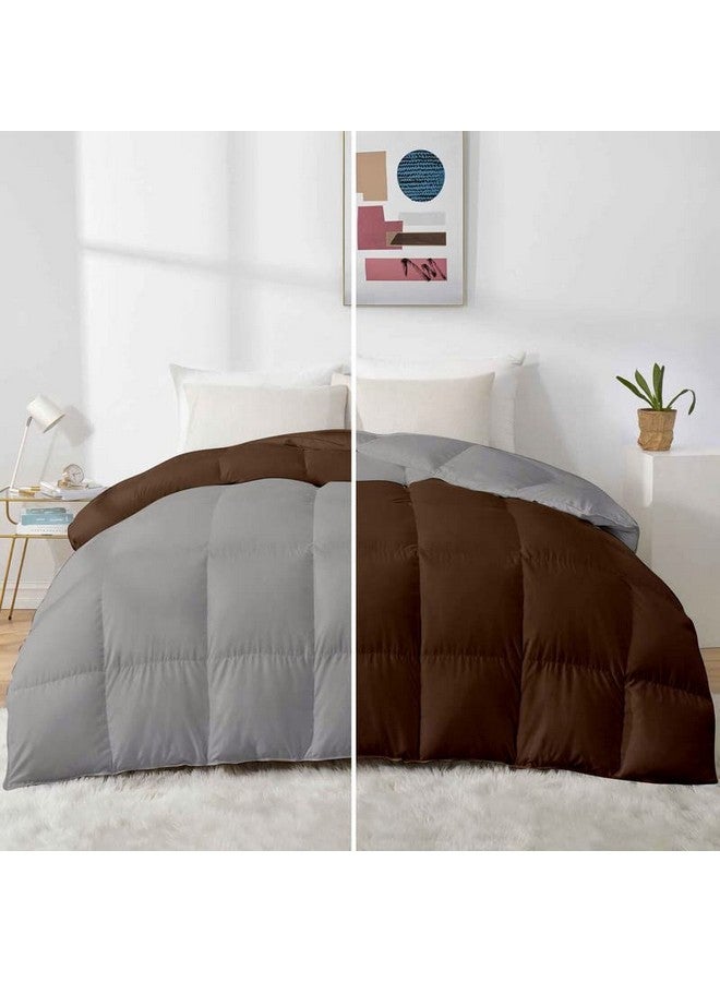 Razzai microfiber 500 GSM Winter Comforter Premium Collection Quilted Revesible Comforter (60" x 90" Inches/152cm x 228cm) - Single Bed Comforter|Silver/Chocolate Brown| TC - 400 - Image 1