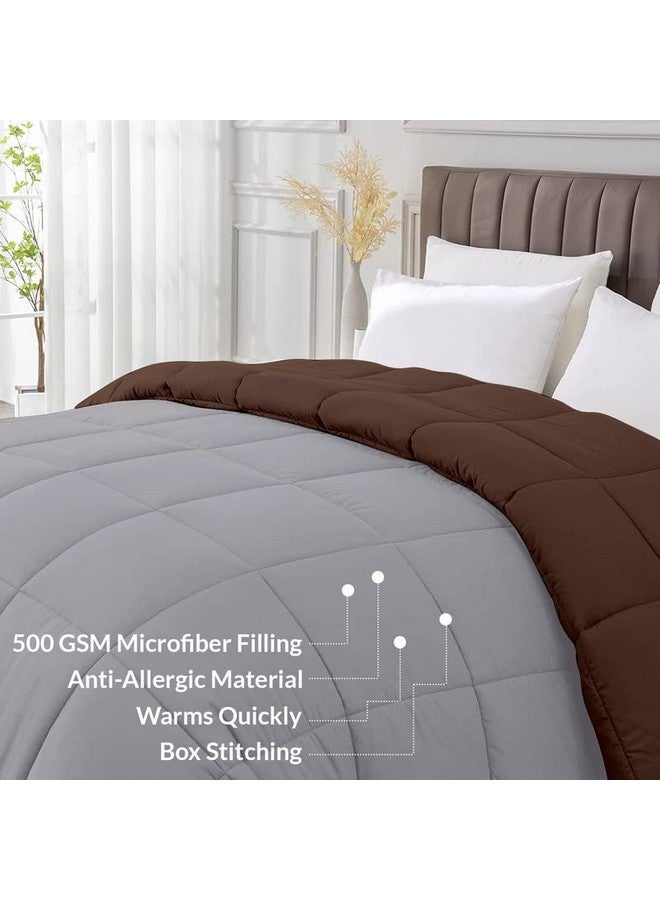 Razzai microfiber 500 GSM Winter Comforter Premium Collection Quilted Revesible Comforter (60" x 90" Inches/152cm x 228cm) - Single Bed Comforter|Silver/Chocolate Brown| TC - 400 - Image 5