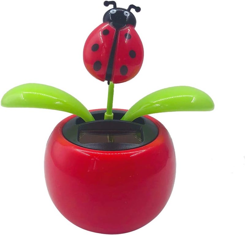 klarako Assorted Colorful Flowerpots Solar Toy, Holiday Birthday Gift Car Dashboard Home Decor, Bobble Plant Solar Toy  Ladybug, 10.5x6.5x11.3cm - Image 4