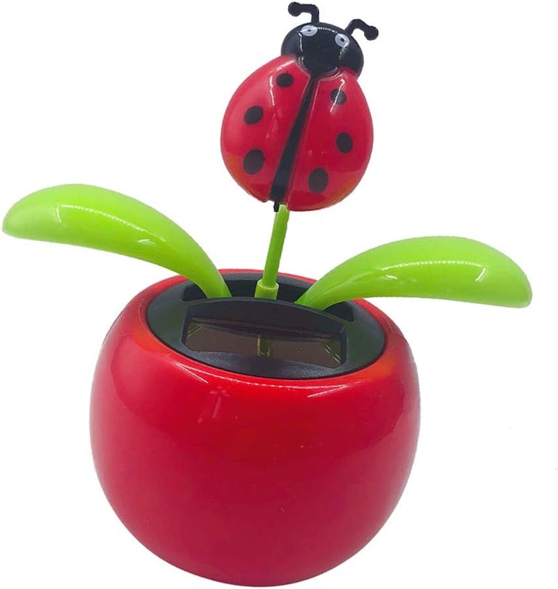klarako Assorted Colorful Flowerpots Solar Toy, Holiday Birthday Gift Car Dashboard Home Decor, Bobble Plant Solar Toy  Ladybug, 10.5x6.5x11.3cm - Image 1