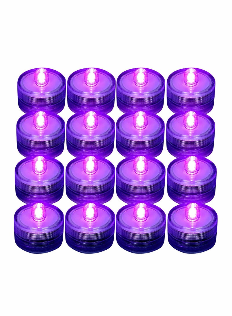 Excefore Waterproof LED Candle Light, Purple Waterproof Flameless Candle Tea Lights, Underwater Battery Operated Seasonal Festival Celebration LED Tea Light for Table, Wedding Centerpieces, Party, 12 Pack - Image 1