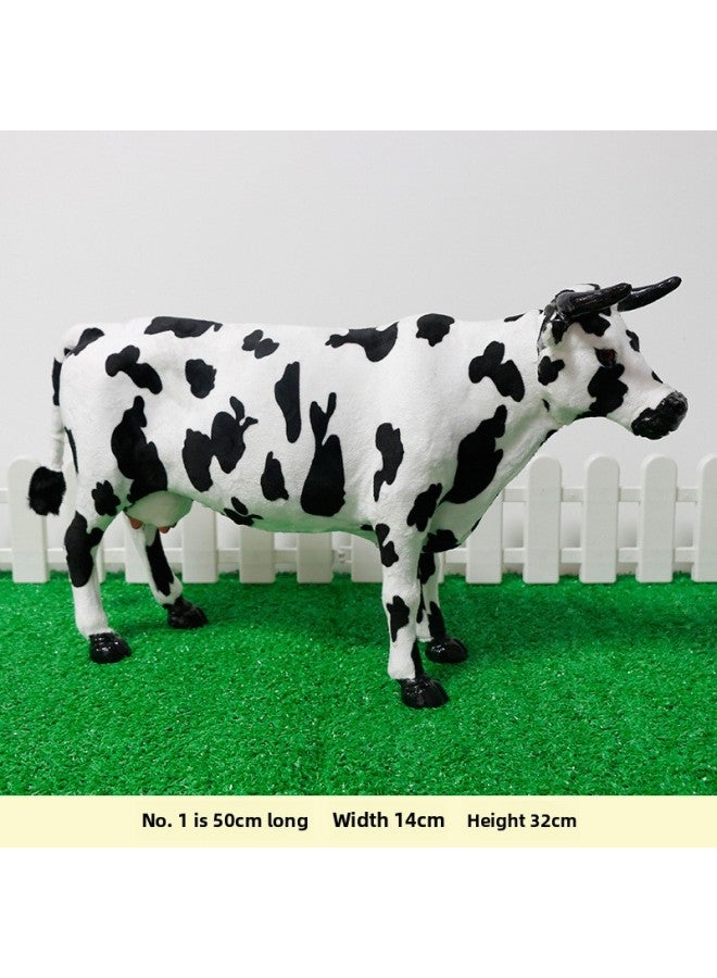Simulation Cow Model Decorative Ornaments Craft Gifts Supermarket Shopping Mall Dairy Products Desktop Ornaments Cute Cow-Dimensions:The Large Size Is About 30cm High And 50cm Long - Image 1