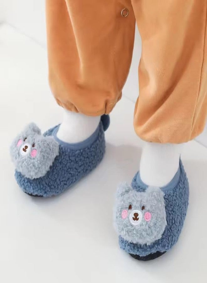 Freshfoot Cute and Colorful New Born Baby Anti Slip Shoes,Socks For Baby Soft Plush Cartoon Slippers Soft Bottom Baby Boys & Girls' First Walking Shoes (Blue, UK Footwear Size System, Infant, Age Range, Narrow, 6 Months, 12 Months) - Image 2