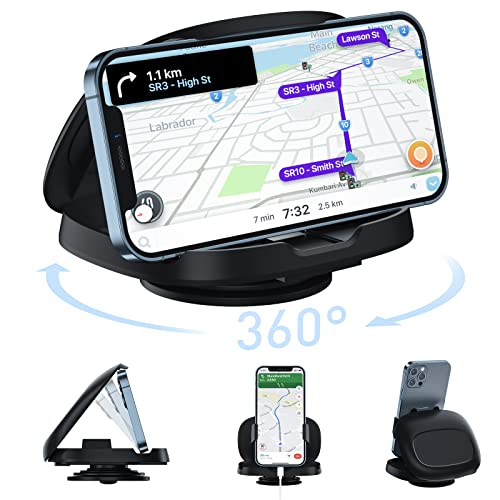 JOYEKY Cell Phone Holder for Car, Vertical Horizontal Car Phone Mount with 360° Rotate Dashboard Cradle Compatible iPhone Samsung Galaxy Android Smartphones, GPS Devices - Image 1