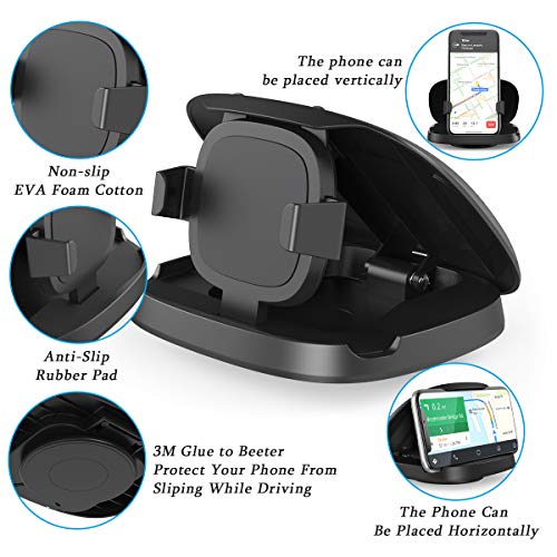 JOYEKY Cell Phone Holder for Car, Vertical Horizontal Car Phone Mount with 360° Rotate Dashboard Cradle Compatible iPhone Samsung Galaxy Android Smartphones, GPS Devices - Image 2