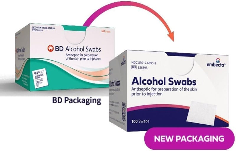 B & D Alcohol Swabs 100 Each (Pack of 6) - Image 4