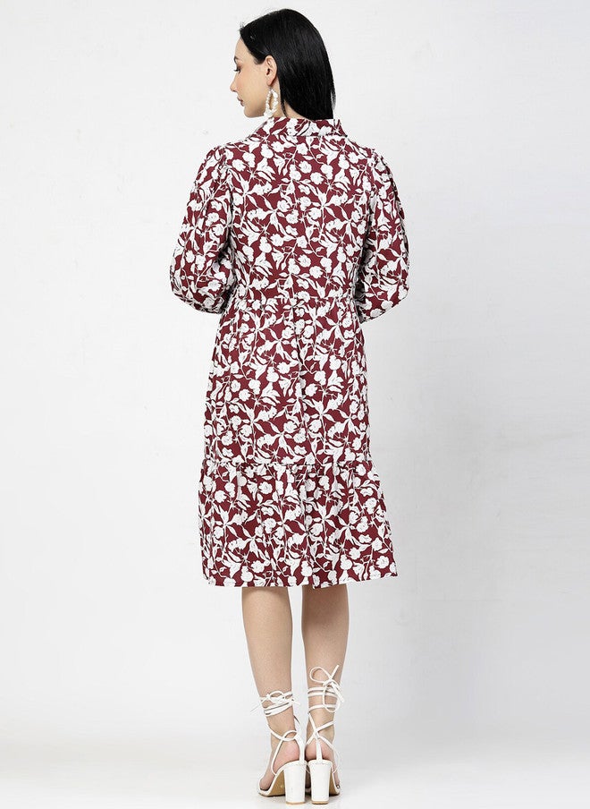PlusS Purple Animal Print A-Line Dress for Women - Image 4