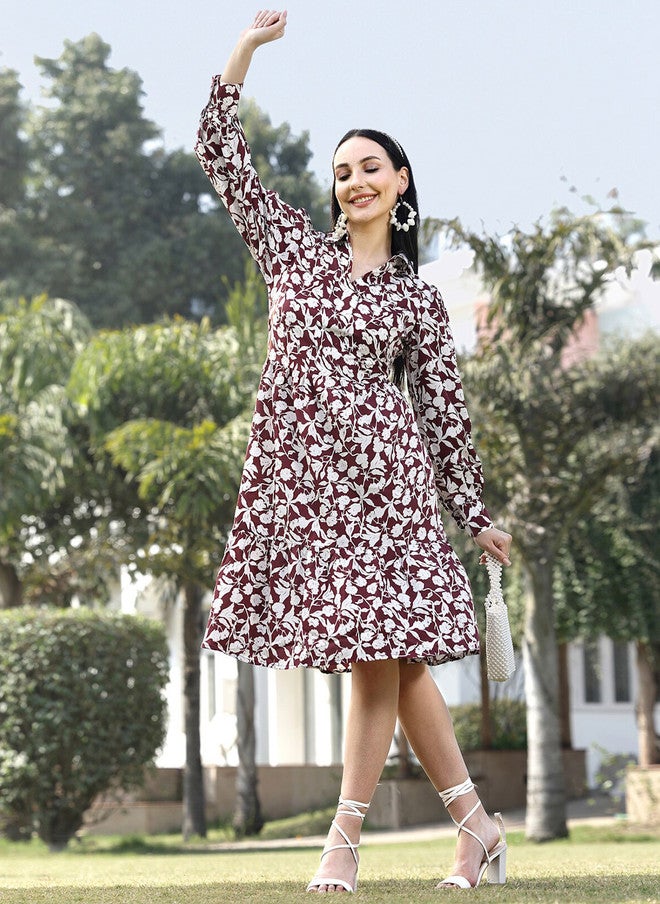 PlusS Purple Animal Print A-Line Dress for Women - Image 5