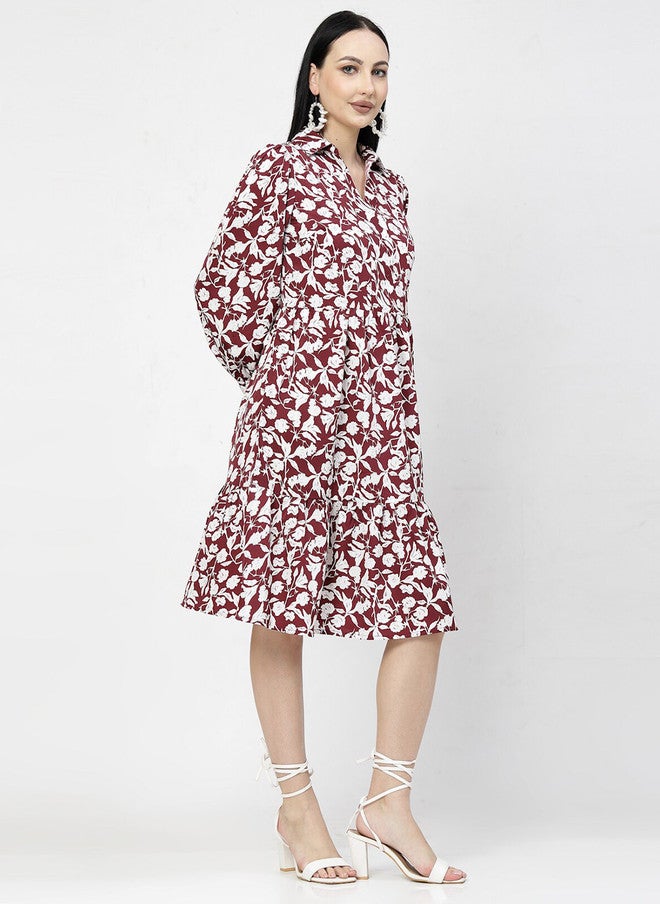 PlusS Purple Animal Print A-Line Dress for Women - Image 3