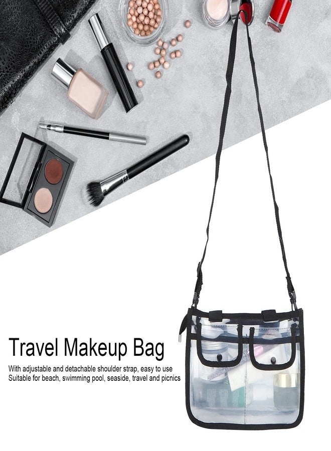 FUZHUI Heavy Duty Clear Travel Toiletry Makeup Bags - Versatile EVA Transparent Toiletry Bag, Cosmetic Bag Waterproof Transparent Travel Makeup Toiletry Organizer Bag with Zipper and Handle - Image 3