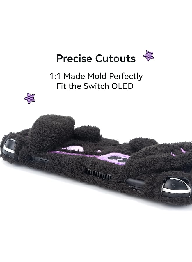 GEEKSHARE Cute Plush Bunny Protective Case Cover Anti Scratch And Shock Absorption Skin Case Compatible With Switch Oled Console And Joystick Only Dark Plush Bunny - Image 5