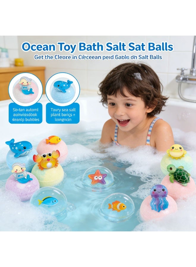 MIAOFUTONG Kids Bath Bombs with Surprise Toys, 12 Pack Ocean Themed Bath Bombs, Natural Handmade Fizzy Bath Bombs with Sea Animal Toys Inside, Gift Set for Boys & Girls - Image 4