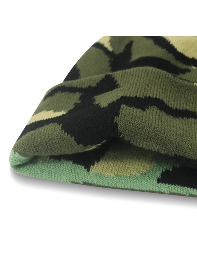 PFFY Beanie for Men Women Unisex Knit Cuffed Plain Winter Beanies Hats Skull Cap, Camo Grey, One size - Image 5