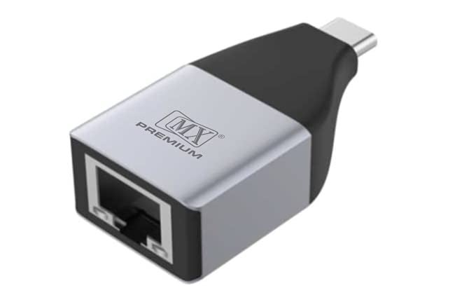 MX محول MXP-E-ADP USB-C إلى Ethernet Gigabit – محول Type-C إلى RJ45 LAN لجهاز MacBook و Chromebook و iPad Pro وأجهزة USB-C – توصيل وتشغيل، محول شبكة عالي السرعة 1000Mbps - Image 1