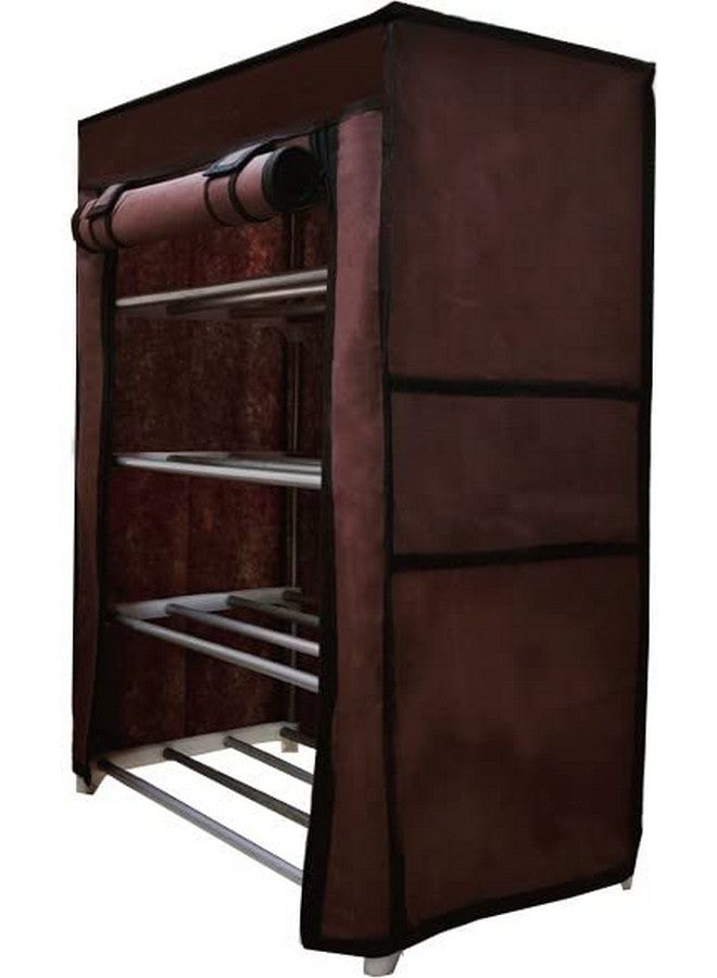 RAXON WORLD Multipurpose 4 Layer Metal Pipe With Non-Woven 100Gsm Fabric Cover Shoe/Cloth/Toy/Books Rack-Brown, 30X55X75 Cm - Image 4