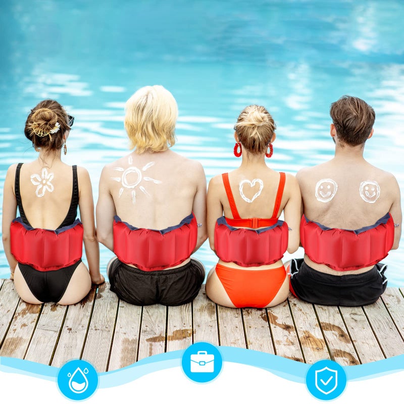 Lewtemi 1 Pcs Inflatable Swim Belt Pool Flotation Portable Waist Floatation Aid for Adults Adjustable Floating Swimming Training Aid Waist Belt with Buckle and Rope for Swimming Beginner(Red and Blue) - Image 5