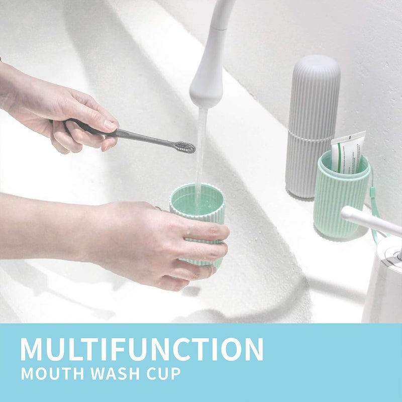 Sunenlyst 2Pcs Travel Toothbrush Holder, Portable Toothbrush Case for Traveling, Camping, Business Trip and School, Multifuction Plastic Toothbrushes Toothpaste Set with Two Colors, Green and Grey - Image 5