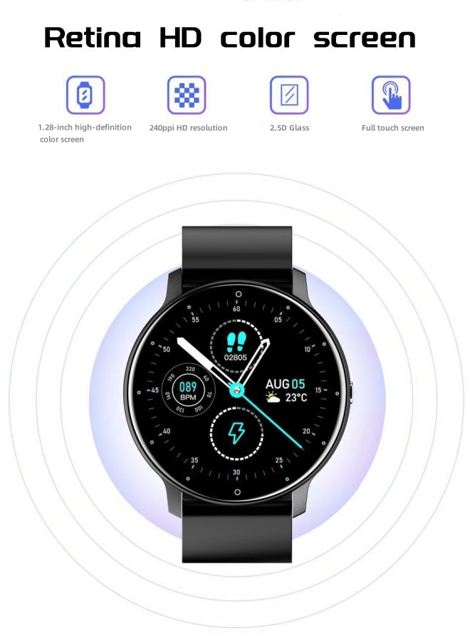 ZL02 PRO Bluetooth Full Touch Call Smart Watch AMOLED Display 170mAh 1.39 Inch Midnight Black Silicone Strap - Image 3
