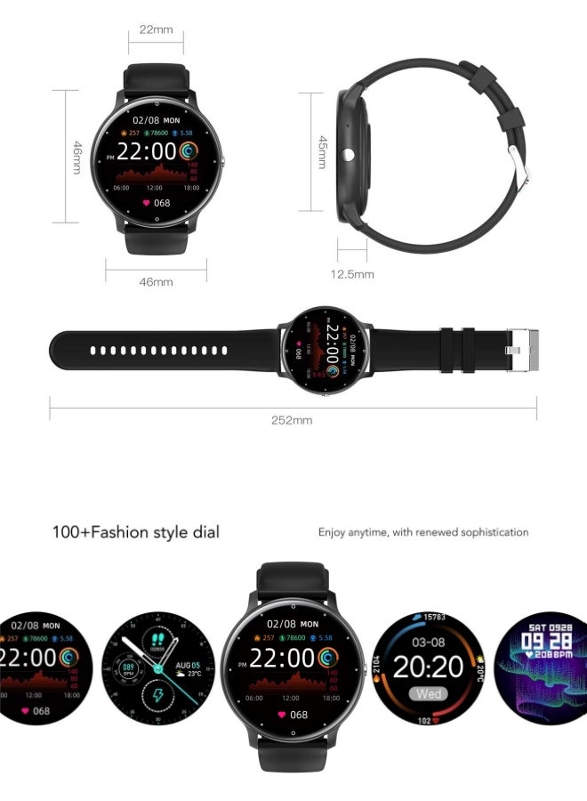 ZL02 PRO Bluetooth Full Touch Call Smart Watch AMOLED Display 170mAh 1.39 Inch Midnight Black Silicone Strap - Image 4