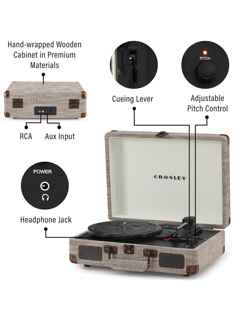 Crosley Crosley CR8005F-HA Cruiser Plus Vintage 3-Speed Bluetooth in/Out Suitcase Vinyl Record Player Turntable Havana  - Image 2