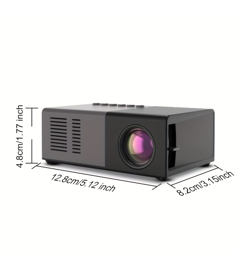 جهاز عرض محمول عالي الوضوح بدقة 1080P، بدقة محلية 320 × 240، تصميم مدمج للاستخدام في المكاتب الداخلية، لون رمادي غامق. - Image 2