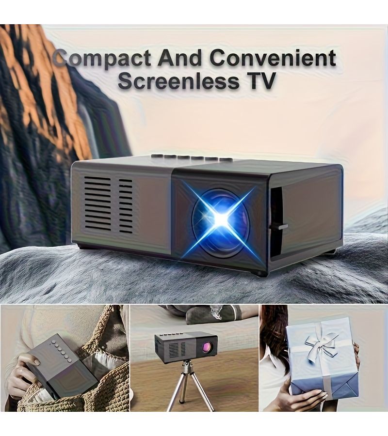 جهاز عرض محمول عالي الوضوح بدقة 1080P، بدقة محلية 320 × 240، تصميم مدمج للاستخدام في المكاتب الداخلية، لون رمادي غامق. - Image 5