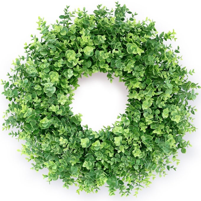 26 BOXWOOD WREATH FOR FRONT DOOR PORCH WINDOW LARGE ARTIFICIAL BOXWOOD LEAVES GREENERY OUTDOOR WREATH FOR HOME FARMHOUSE DECOR SPRING SUMMER FALL ALL SEASONS GREEN