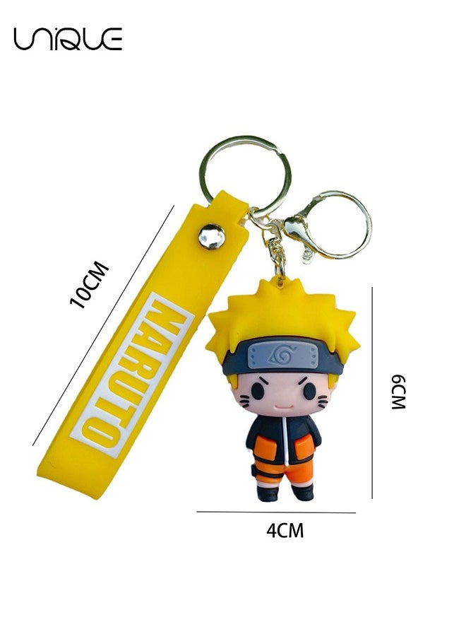 Unique Japanese Anime keychain -Keychain Gift for Boys, Cartoon Keychains Accessories Keyring Key Purse Backpack Car Charms - Naruto - Yellow  - Image 2
