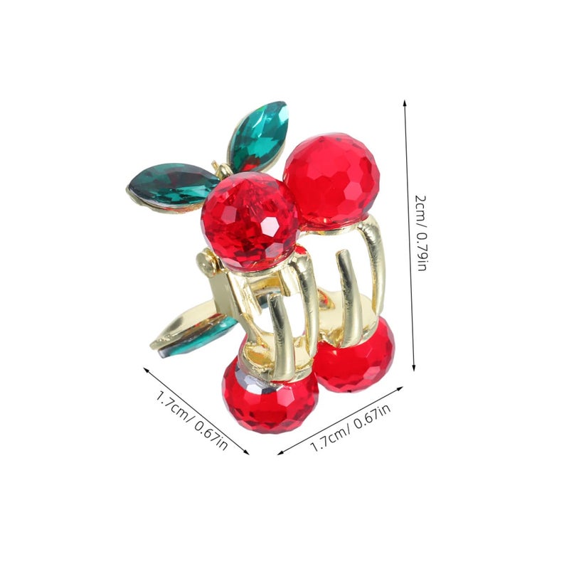 STOBAZA 2pcs Cherry Hair Claw Clips Mini Alloy Rhinestone Claw Clamp Hair Accessories for Women and Everyday Use - Image 2