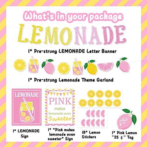 K KUMEED Lemon party Decorations, Lemonade Stand Decorations with Lemonade Banner Lemonade Sign Coffee Bar Signs Lemon Stickers for Summer Lemon Birthday Baby Shower Bridal Shower Party Supplies - Image 3