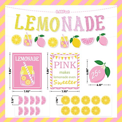 K KUMEED Lemon party Decorations, Lemonade Stand Decorations with Lemonade Banner Lemonade Sign Coffee Bar Signs Lemon Stickers for Summer Lemon Birthday Baby Shower Bridal Shower Party Supplies - Image 2