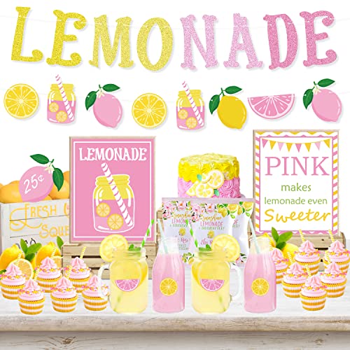 K KUMEED Lemon party Decorations, Lemonade Stand Decorations with Lemonade Banner Lemonade Sign Coffee Bar Signs Lemon Stickers for Summer Lemon Birthday Baby Shower Bridal Shower Party Supplies - Image 1