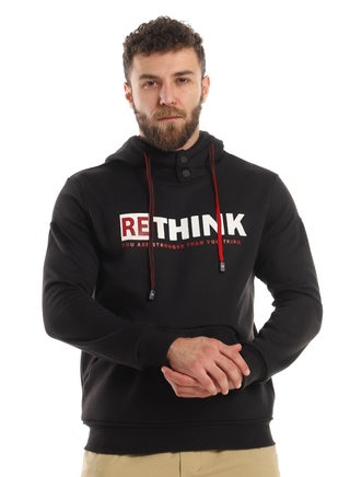 Mens Printed Rethink Hoodie With Front Pockets