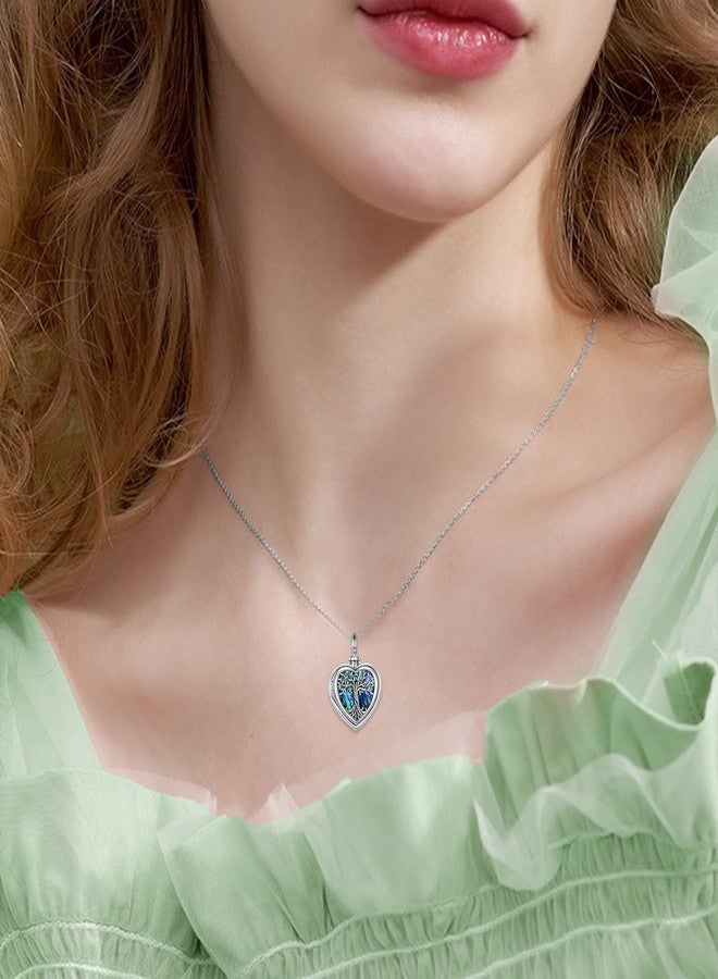 ONEFINITY Tree of Life Urn Necklaces for Ashes Sterling Silver Abalone Shell Tree of Life Locket Necklace That Holds Pictures Heart Cremation Jewelry for Ashes Memory Jewelry for Women Men - Image 2