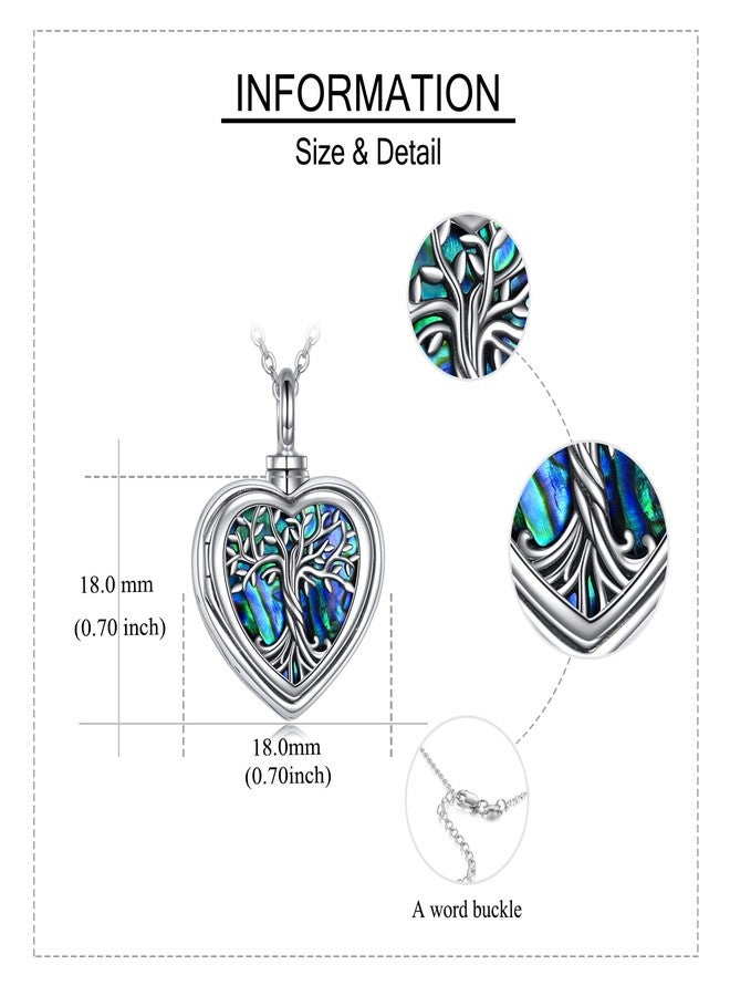 ONEFINITY Tree of Life Urn Necklaces for Ashes Sterling Silver Abalone Shell Tree of Life Locket Necklace That Holds Pictures Heart Cremation Jewelry for Ashes Memory Jewelry for Women Men - Image 5