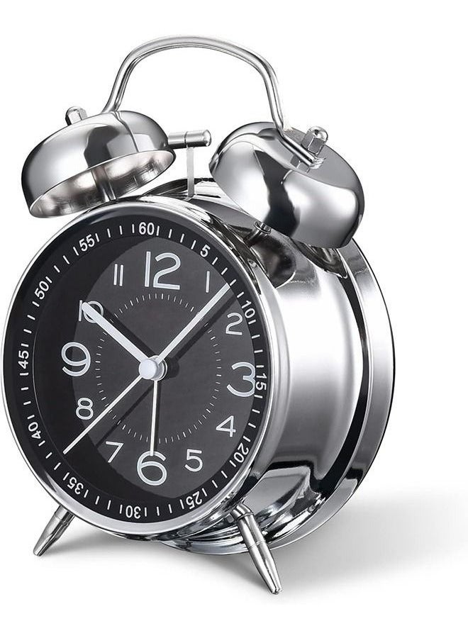ميكسد ساعة منبهة عالية الصوت للبالغين الذين ينامون بعمق، ساعة منبهة كلاسيكية صامتة مقاس 4 بوصات غير موقوتة مع إضاءة خلفية، ساعات منبهة للأطفال بجرس مزدوج لغرف النوم بجانب السرير (أسود) - Image 1