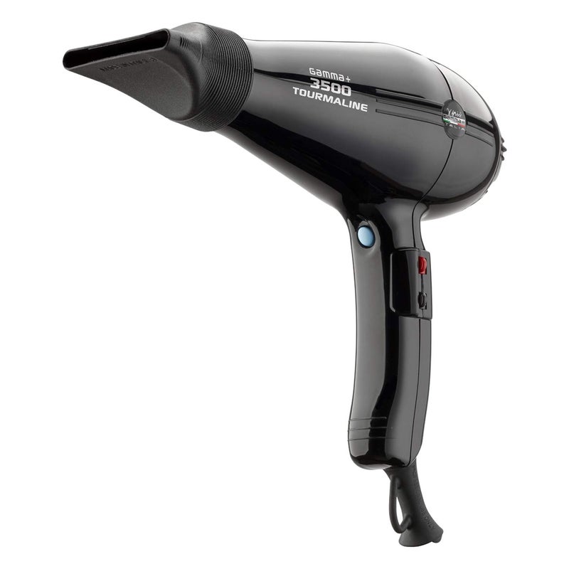 GAMMA+ 3500 Professional Salon Tourmaline Ionic Hair Dryer, 2 Nozzles, 6 Heat Settings, Black - Image 2