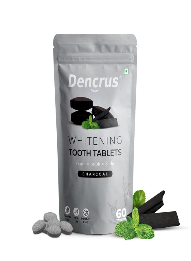 DENCRUS Refreshing Tooth Tablets (Pack of 1, 60 Tablets) | Natural Teeth Whitening | Cavity Protection & Anti-Plaque | Travel-Friendly & Eco-Friendly Toothpaste Tablets | Complete Oral Care | 100% Natural - Charcoal Flavor - Image 1