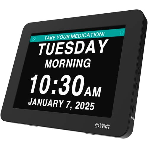 American Lifetime New 2026 Dementia Clock Large Digital Clock for Seniors, Alzeimer Clock Large Display with Custom Alarms, Clock with Day & Date for Elderly, Digital Calendar Premium Black Pro - Image 1