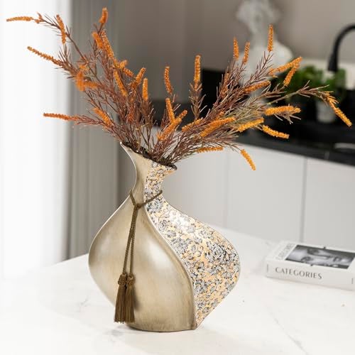 YACSNBF European Style Ceramic Flower Vase |15 Inch Pottery Big Boho Vase for Home Decor, Modern Decorative Vase for Dining Table,Not Suitable for Water, Suitable for Dry Flowers and Simulated Flowers - Image 2