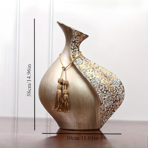 YACSNBF European Style Ceramic Flower Vase |15 Inch Pottery Big Boho Vase for Home Decor, Modern Decorative Vase for Dining Table,Not Suitable for Water, Suitable for Dry Flowers and Simulated Flowers - Image 3