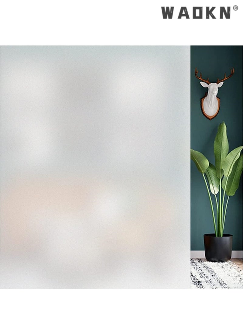 WAOKN Frosted Window Privacy Film - Large Size Non-Adhesive Static Cling Glass Stickers for Enhanced Privacy & Sun UV Blockage - Heat Control Solution for Home & Office Windows, Doors & More - Easy-to-Apply & Remove Decorative Decals (17.5x78.7Inches) - Ideal for Long Windows, Sliding Doors, and Large Glass Surfaces  - Image 1