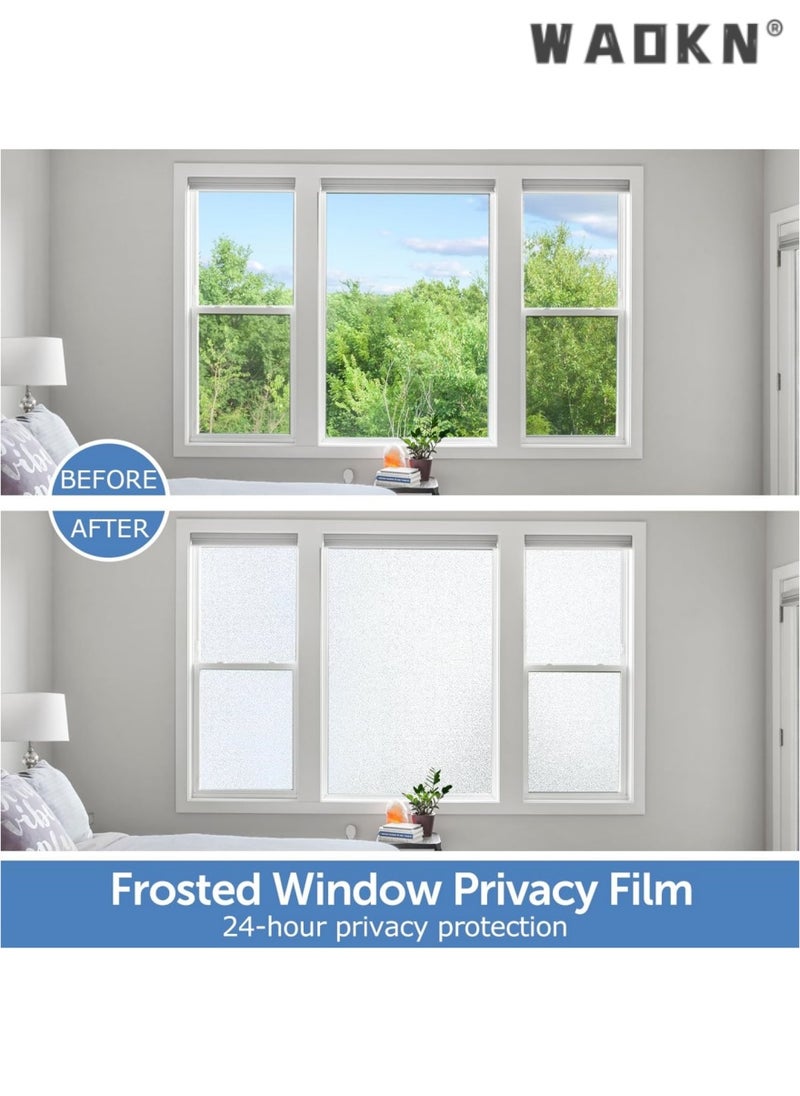 WAOKN Frosted Window Privacy Film - Large Size Non-Adhesive Static Cling Glass Stickers for Enhanced Privacy & Sun UV Blockage - Heat Control Solution for Home & Office Windows, Doors & More - Easy-to-Apply & Remove Decorative Decals (17.5x78.7Inches) - Ideal for Long Windows, Sliding Doors, and Large Glass Surfaces  - Image 2