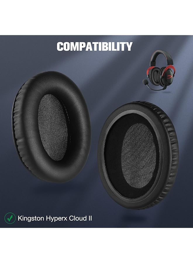 erorex 1 Pair Replacement Ear Pads Compatible With Kingston Cloud 2 Cloud Ii Gaming Headphones With Premium Memory Foam And Protein Leather Black - Image 2