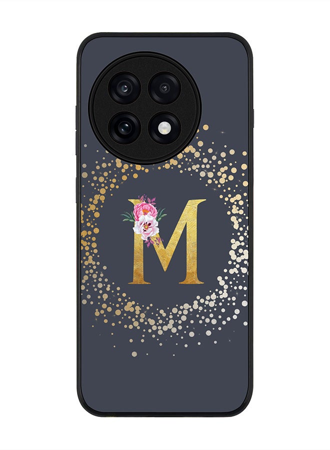 Stylizedd For OnePlus 13R / Ace 5 Pro Case,Slim fit Camera Protection, Shockproof Thin Phone cover  - Custom Monogram Floral - M  (Grey )