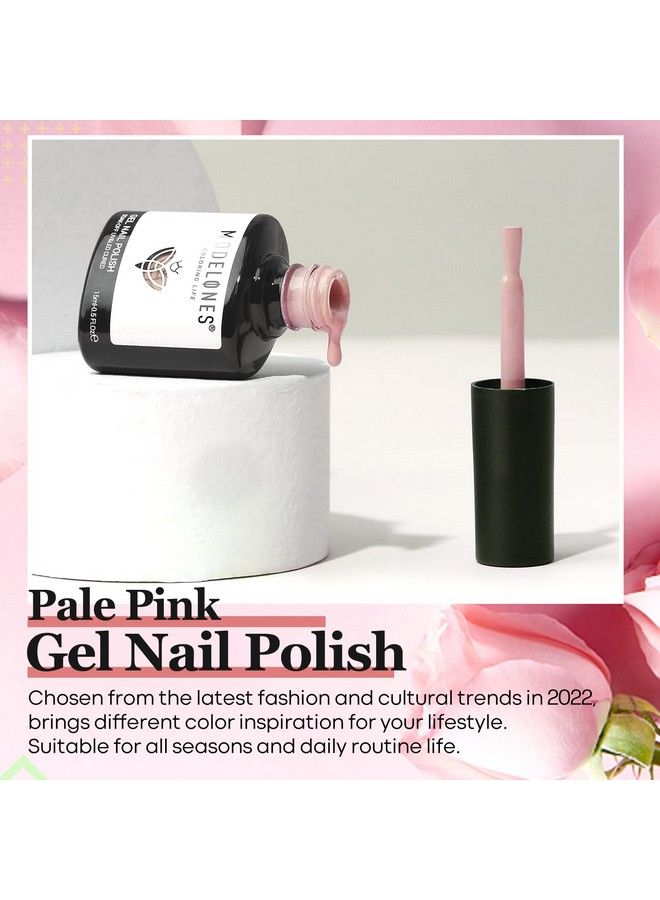 modelones طلاء أظافر جل 15 مل لون وردي ناعم بارد لون خوخي فاتح طلاء أظافر قابل للإزالة مصباح أظافر فن الأظافر مانكير دي آي واي صالون هدية للنساء والفتيات - Image 4