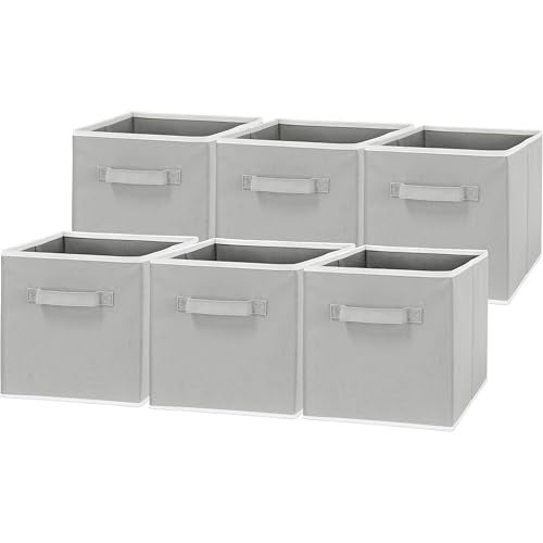 Simple Houseware Foldable Cube Storage Bins, 11-Inch Gray, 6-Pack Fabric Cubes Organizer for Closet or Shelves - Image 1