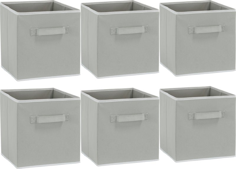 Simple Houseware Foldable Cube Storage Bins, 11-Inch Gray, 6-Pack Fabric Cubes Organizer for Closet or Shelves - Image 2