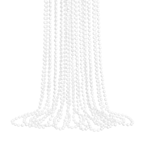 ZZYFGH 12 PCS White Bead Necklace 33'' Beads Necklace, White Bead Necklaces Bulk, Mardi Gras Round Beaded Necklaces for Party Parade Event Festival Christmas Supplies Decor - Image 1
